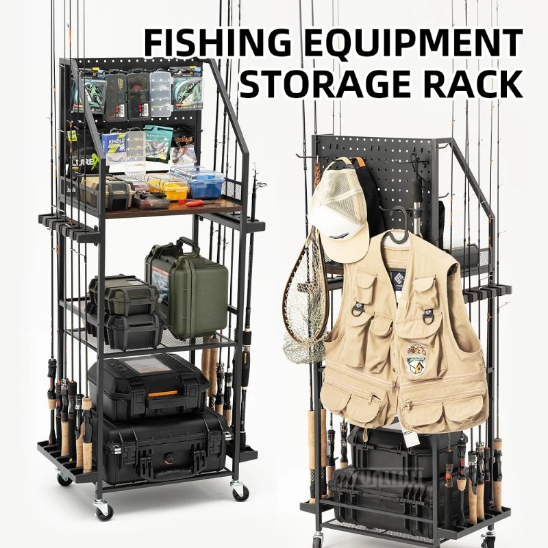 Fishing Rod Combo - Visuitrusting-opbergrek, hengel- en molenrek, visgerei-opbergorganizer voor