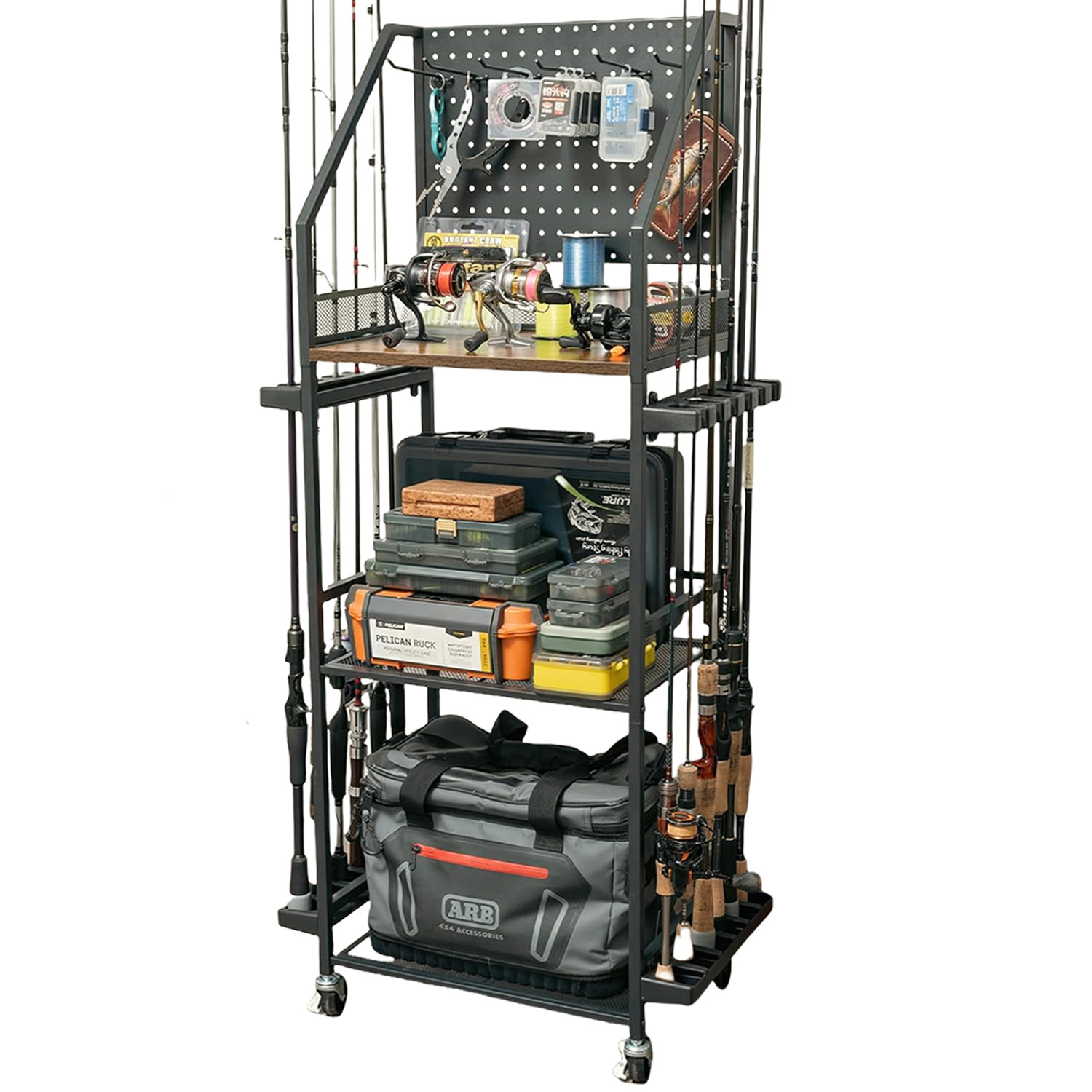 Fishing Rod Combo - Multifunctionele hengelhouders 3 lagen hengelopbergrek Hengelhouders