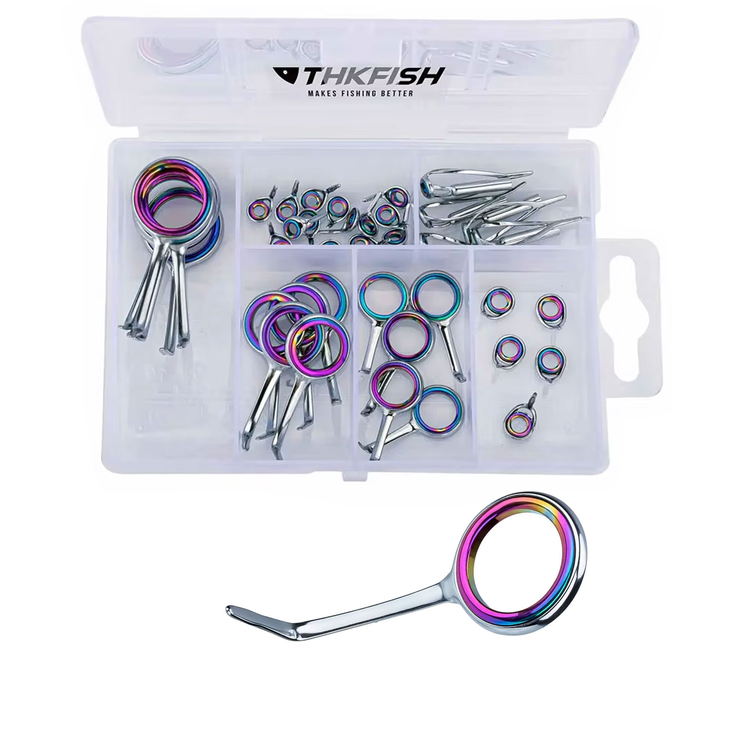 Fishing Rod Tip Replacement - 40 Stuks Kleurrijke Hengelgeleiders Ringset Roestvrijstalen