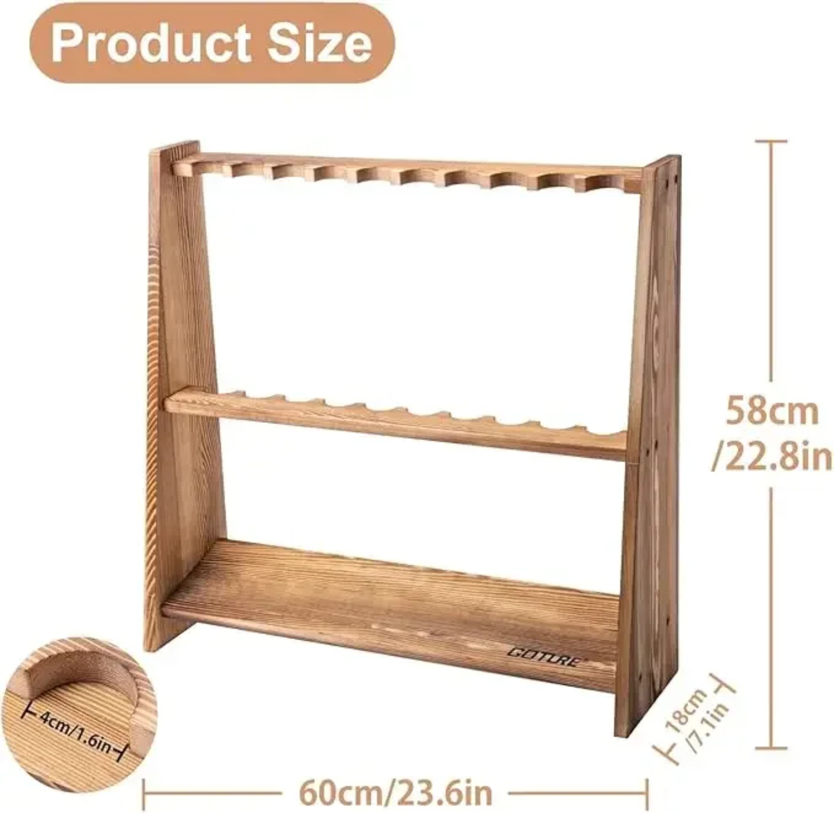 Goture Verkoolde dennenhouten  - Fishing Rod Rack recensie en prijs