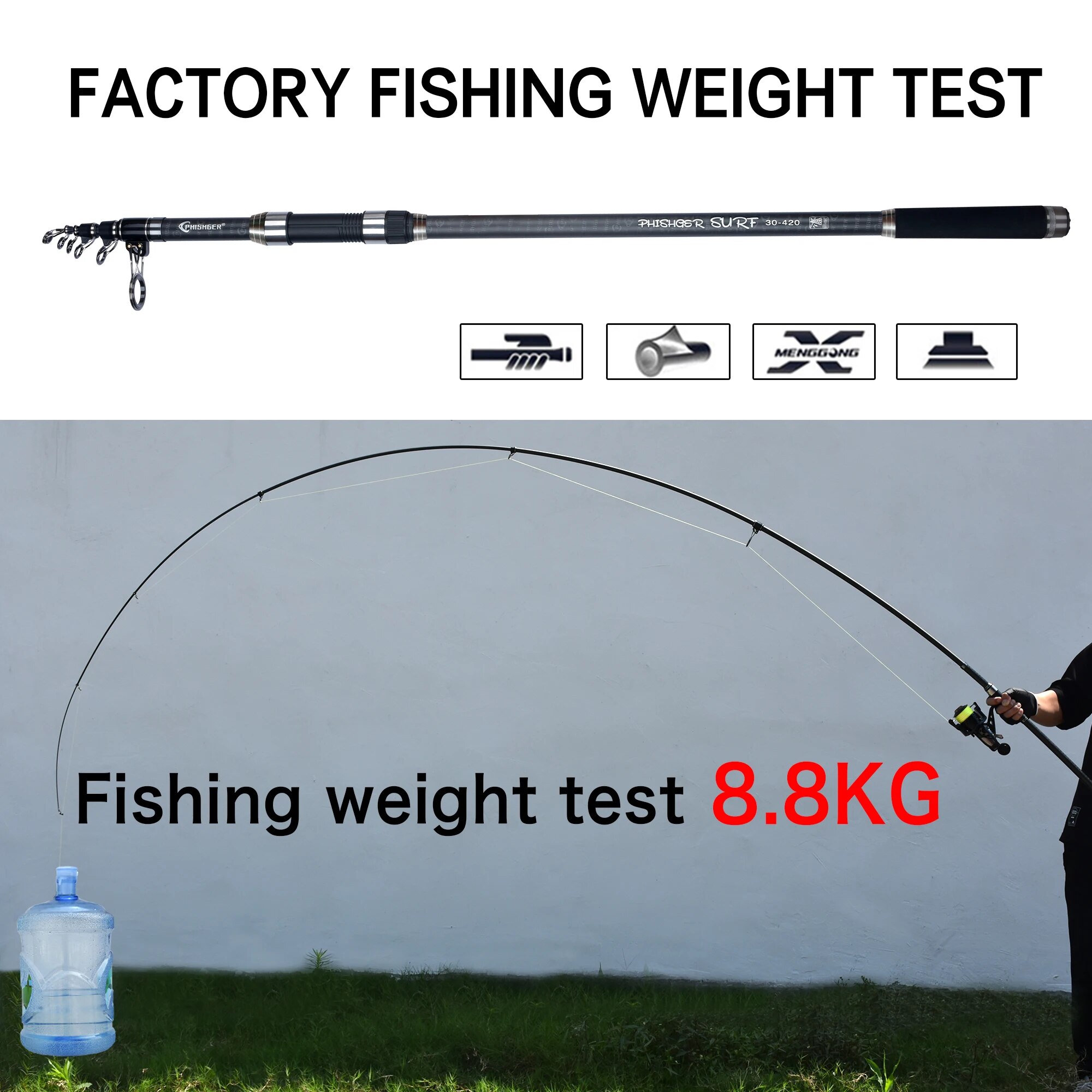 PHISHGER Telescopische Surf Sp - Fishing Rod Surf recensie en prijs